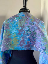 Load image into Gallery viewer, Blue purple green bouquet pattern Habotai Silk
