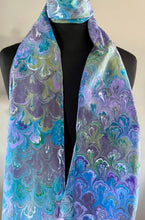 Load image into Gallery viewer, Blue purple green bouquet pattern Habotai Silk
