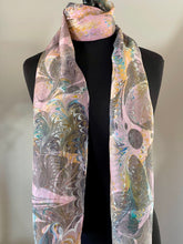 Load image into Gallery viewer, Over marbled water marbled Silk, Scarf, table runner or wall hanging.scarf ... original.
