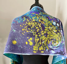 Load image into Gallery viewer, Monet’s Pond Charmeuse Silk 72x14” bold fun. This beautiful silk makes a  unique dresser cover and scarf.
