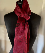 Load image into Gallery viewer, Red Combed Charmeuse Silk 72x14” bold fun. This beautiful silk makes a unique dresser cover and scarf

