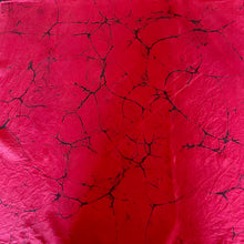 Load image into Gallery viewer, Red Italian Vein 21x21 Square Habotai silk. Wear this unique piece in your hair, as a neckerchief, pocket square, or accessorize your dog.
