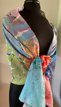 Load image into Gallery viewer, Color Theory Shawl 72x22” Water marbled silk
