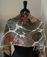 Load image into Gallery viewer, Twice marbled neutral Italian Vein &amp; Stone pattern Charmeuse  Silk 72x14” bold fun. This beautiful silk makes a unique dresser cover and scarf
