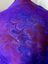 Load image into Gallery viewer, Purple Frogs Foot.  Water Marbled Habotai Silk 14x72.
