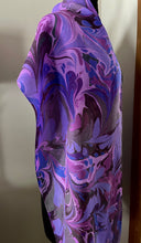 Load image into Gallery viewer, Purple Pink Marbled over hand dyed silk.  One of a kind!
