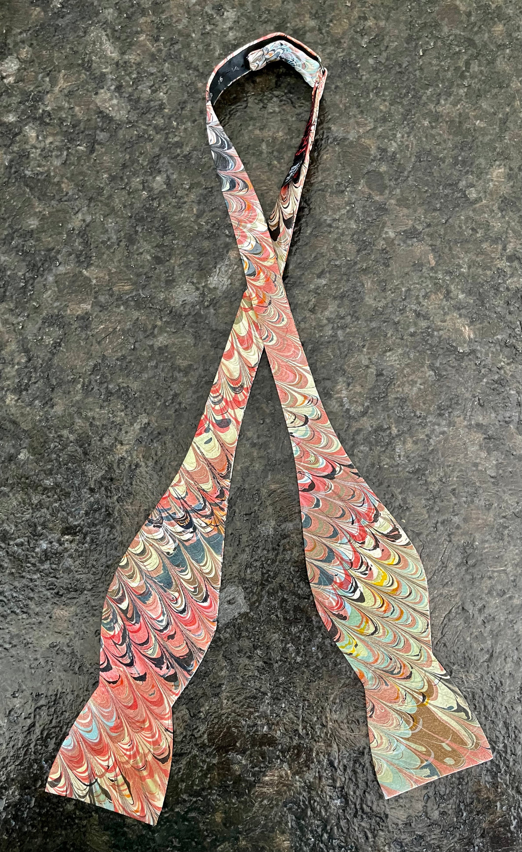 Silk Bow tie multicolored double water marbled