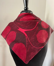 Load image into Gallery viewer, Red Stone  21x21 Square Habotai silk. Wear this unique piece in your hair, as a neckerchief, pocket square, or accessorize your dog.
