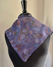 Load image into Gallery viewer, Purple Stone 21x21 Square Habotai silk. Wear this unique piece in your hair, as a neckerchief, pocket square, or accessorize your dog.
