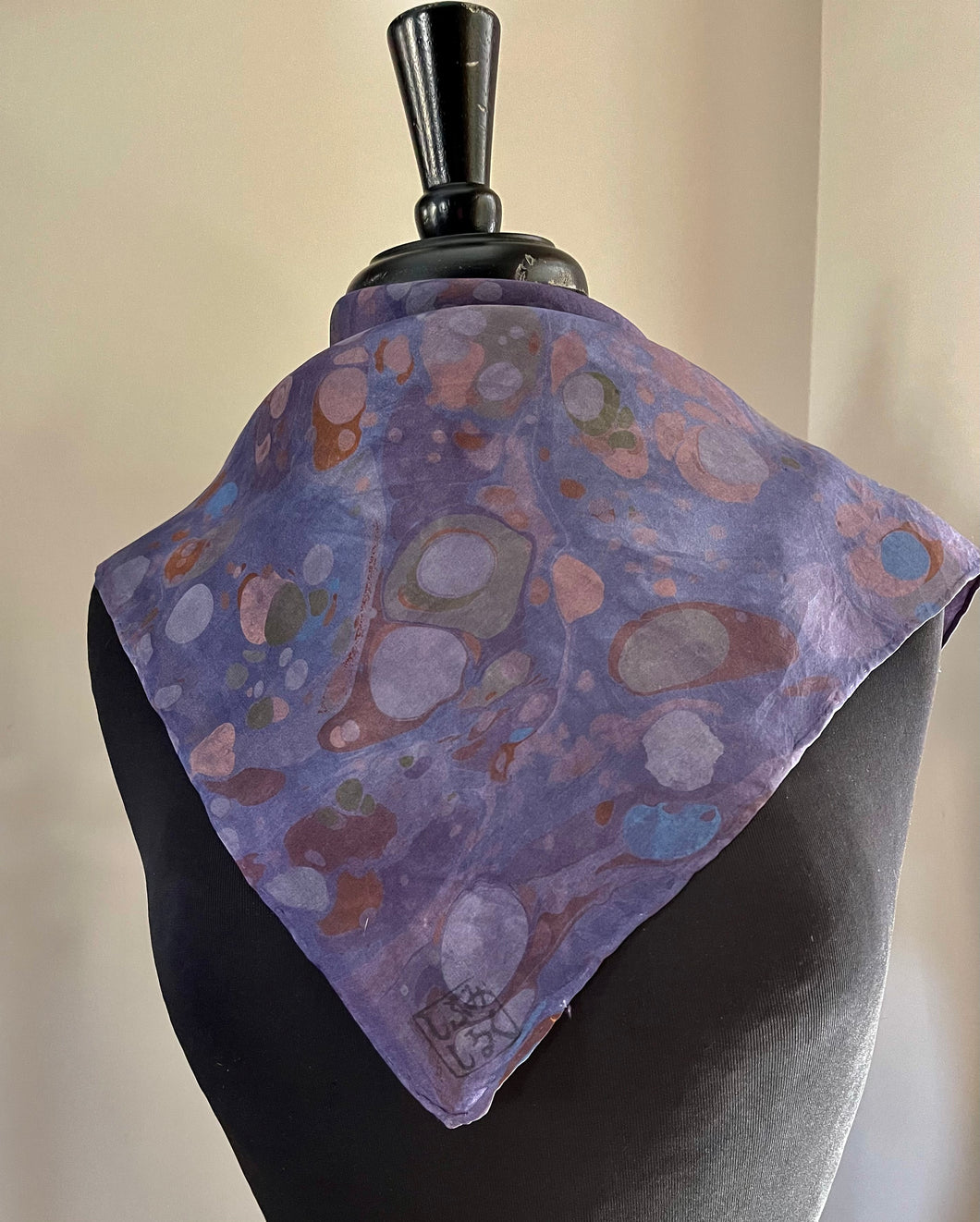 Purple Stone 21x21 Square Habotai silk. Wear this unique piece in your hair, as a neckerchief, pocket square, or accessorize your dog.