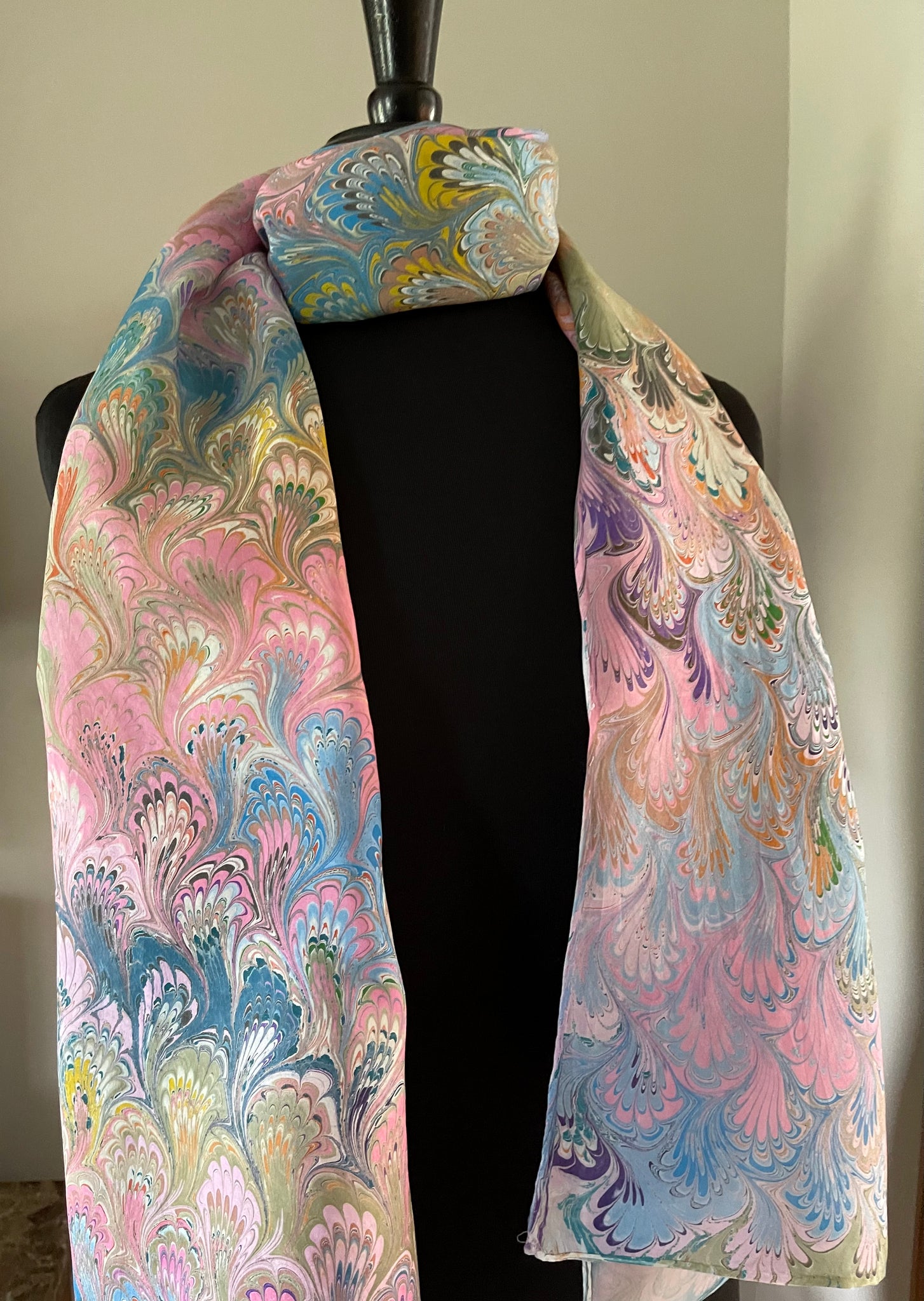 silk fabric, 100% mulberry paj and habotai silk, tie-dye flame, hand  painted by Winged Sirenny.