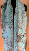 Load image into Gallery viewer, Turquoise gray Bouquet Patterned Habotai Silk
