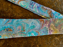 Load image into Gallery viewer, Blue Green Purple bouquet  3” Silk Tie  water marbled
