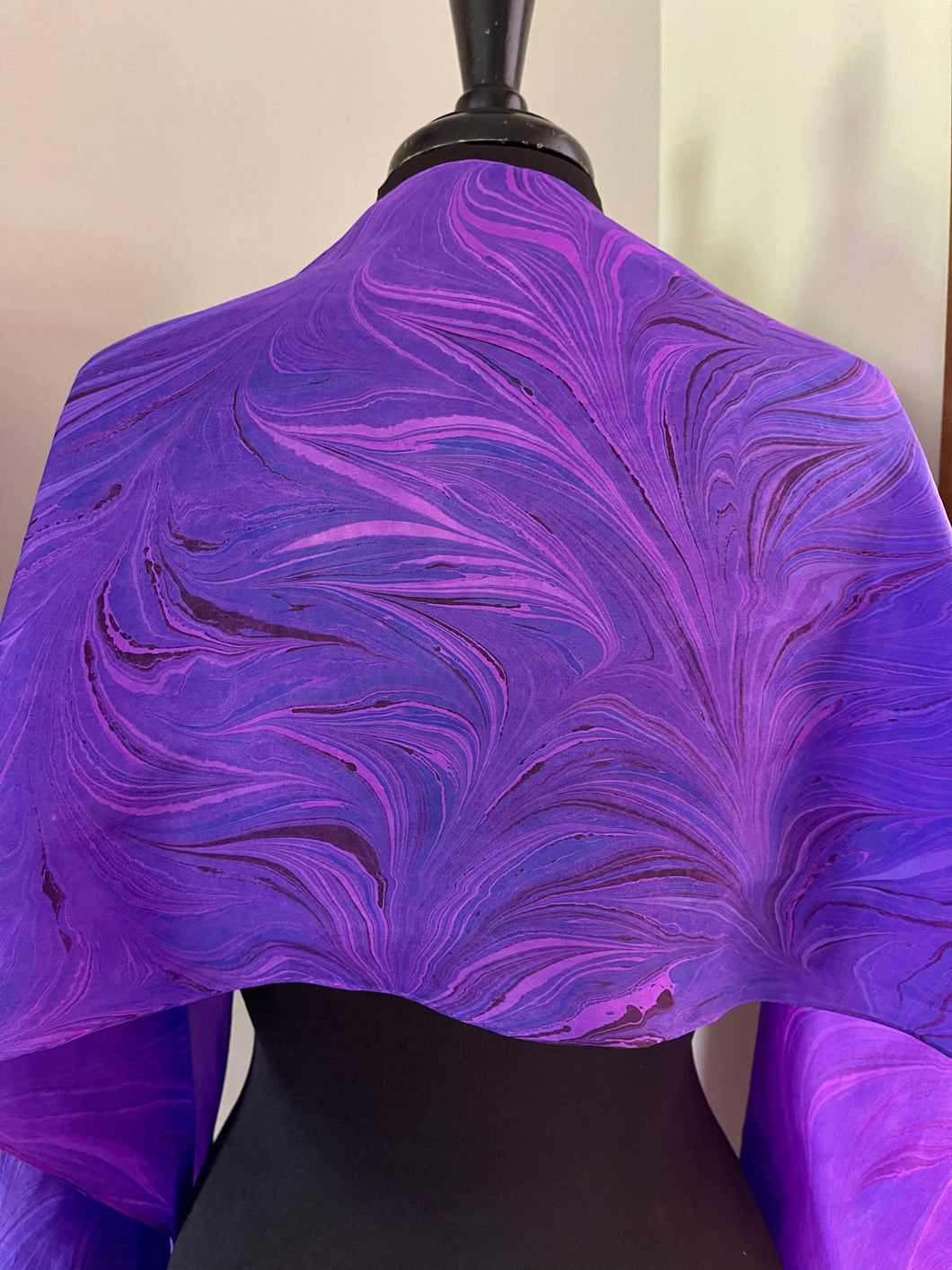 Purple pink flame pattern  over hand dyed silk.  One of a kind!