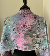 Load image into Gallery viewer, Pink, purple, teal with multicolor accents Bouquet Habotai Silk 14x72 bold fun. This beautiful silk makes a unique dresser cover and scarf
