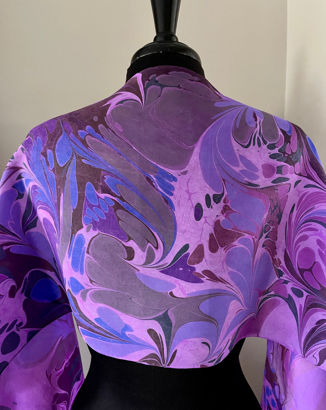 Purple Pink Marbled over hand dyed silk.  One of a kind!