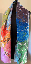 Load image into Gallery viewer, Color Theory Shawl 72x22” Water marbled silk
