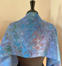 Load image into Gallery viewer, Blue Bouquet Habotai Silk 14x72 bold fun. This beautiful silk makes a unique dresser cover and scarf
