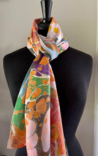 Load image into Gallery viewer, Random Colors twice marbled Charmeuse Silk 72x14” bold fun. This beautiful silk makes a unique dresser cover and scarf
