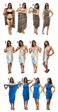 Load image into Gallery viewer, Blue bouquet Sarong Wrap 44x69 water marbled Habotai Silk.

