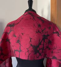 Load image into Gallery viewer, Tokyo  Red &amp; Black Italian Vein, a Classic !  14&quot;x72&quot; Habotai silk, complete with scarf tying guide and picture postcard
