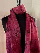 Load image into Gallery viewer, Red Bouquet Charmeuse Silk 72x14” bold fun. This beautiful silk makes a unique dresser cover and scarf
