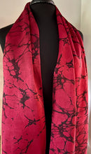 Load image into Gallery viewer, Red Italian Vein Charmeuse Silk 72x14” bold fun. This beautiful silk makes a unique dresser cover and scarf
