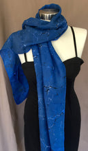 Load image into Gallery viewer, Blue Italian Vein   Habotai Silk 14x72 bold fun. This beautiful silk makes a unique dresser cover and scarf
