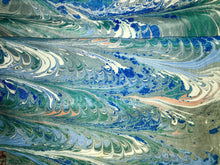 Load image into Gallery viewer, Blue Combed Swirl Patterned Habotai Silk 14x72&quot;
