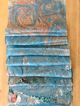 Load image into Gallery viewer, Blue Beige Combed Swirl Patterned Habotai Silk 14x72&quot;

