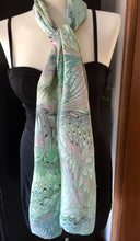 Load image into Gallery viewer, Green combed pattern 14x72”  Habotai Silk
