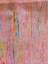 Load image into Gallery viewer, Pink and orange marbled Habotai Silk 14x72&quot;
