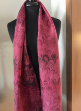 Load image into Gallery viewer, Tokyo  Red &amp; Black Bouquet, a Classic !  14&quot;x72&quot; Habotai silk, comes gift boxed with scarf tying guide and picture postcard
