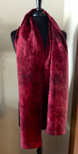 Load image into Gallery viewer, Red Bouquet Pattern Shawl 72x22” Water marbled silk
