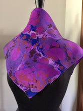 Load image into Gallery viewer, Violet pink stone  21x21 Square Habotai silk. Wear this unique piece in your hair, as a neckerchief, pocket square, or accessorize your dog.
