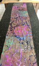 Load image into Gallery viewer, Multidyed  Italian Vein   Habotai Silk 14x72 bold fun. This beautiful silk makes a unique dresser cover and scarf
