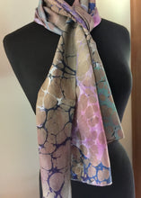 Load image into Gallery viewer, Multidyed  Italian Vein   Habotai Silk 14x72 bold fun. This beautiful silk makes a unique dresser cover and scarf
